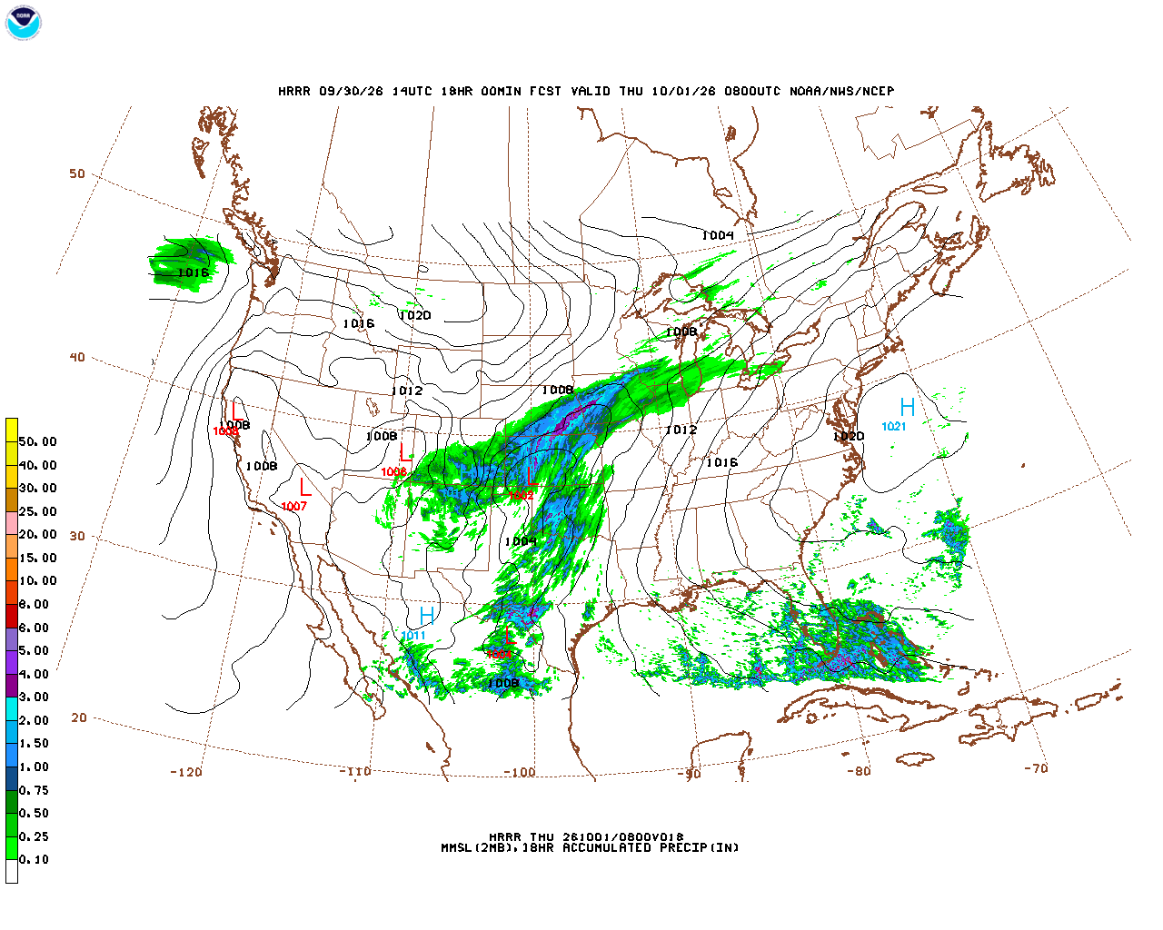 Latest 18 hour total precipitation forecast