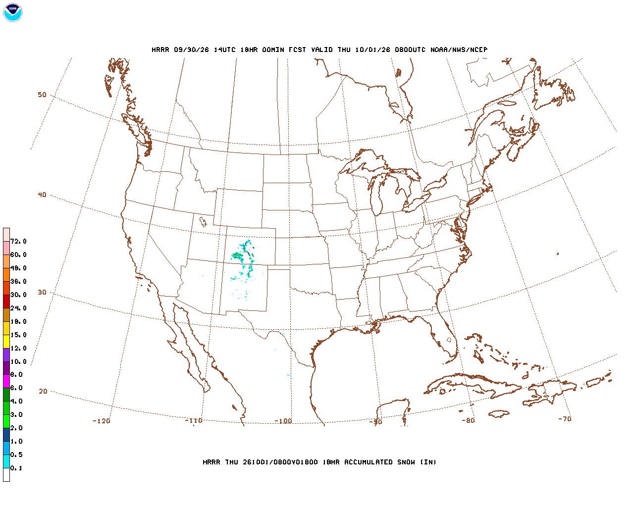 Latest 18 hour total precipitation forecast